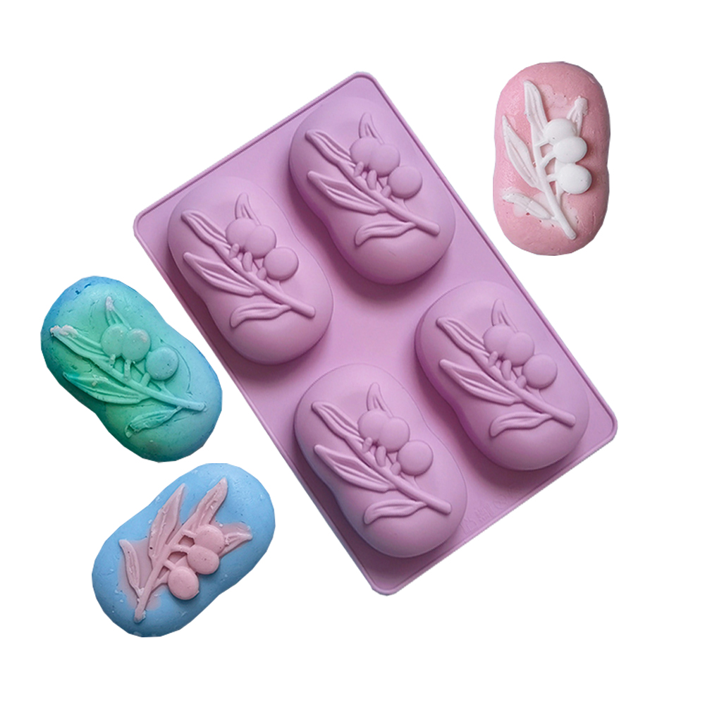 Soap Making Activity - 4 تجاويف البيضاوي شجرة الزيتون سيليكون
