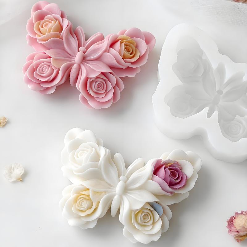 Soap Making Activity - قالب سيليكون على شكل فراشة ووردة